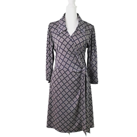 Laundry by Shelli Segal Women's Geometric Print Wrap Dress, L, NWOT - Picture 2 of 11